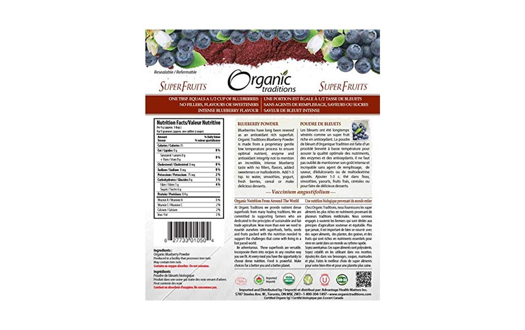 Organic Traditions Blueberry Powder    Pack  100 grams